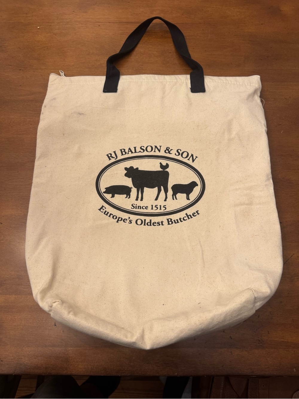 Farm Decor Canvas Tote Bag in Natural with Black Logo